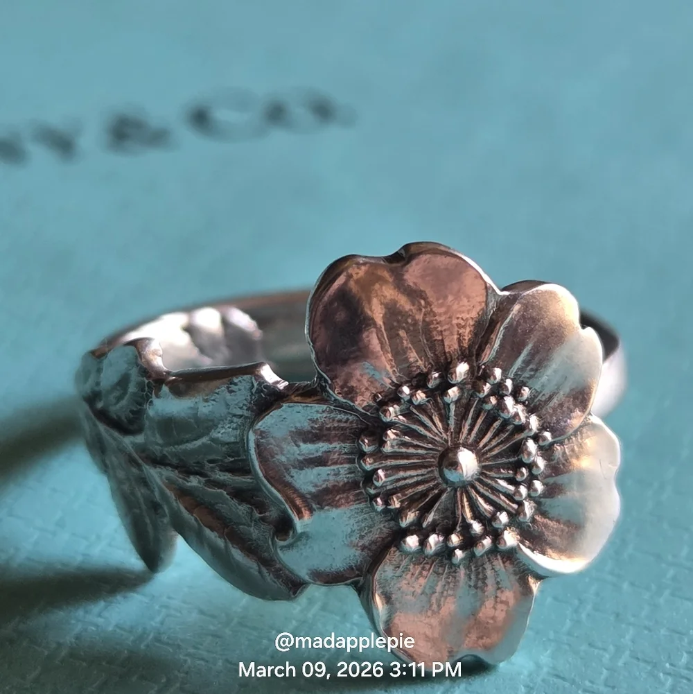 1885 Tiffany & Co. Wild Rose Spoon Ring Floral Motif Collection Size 6 #60